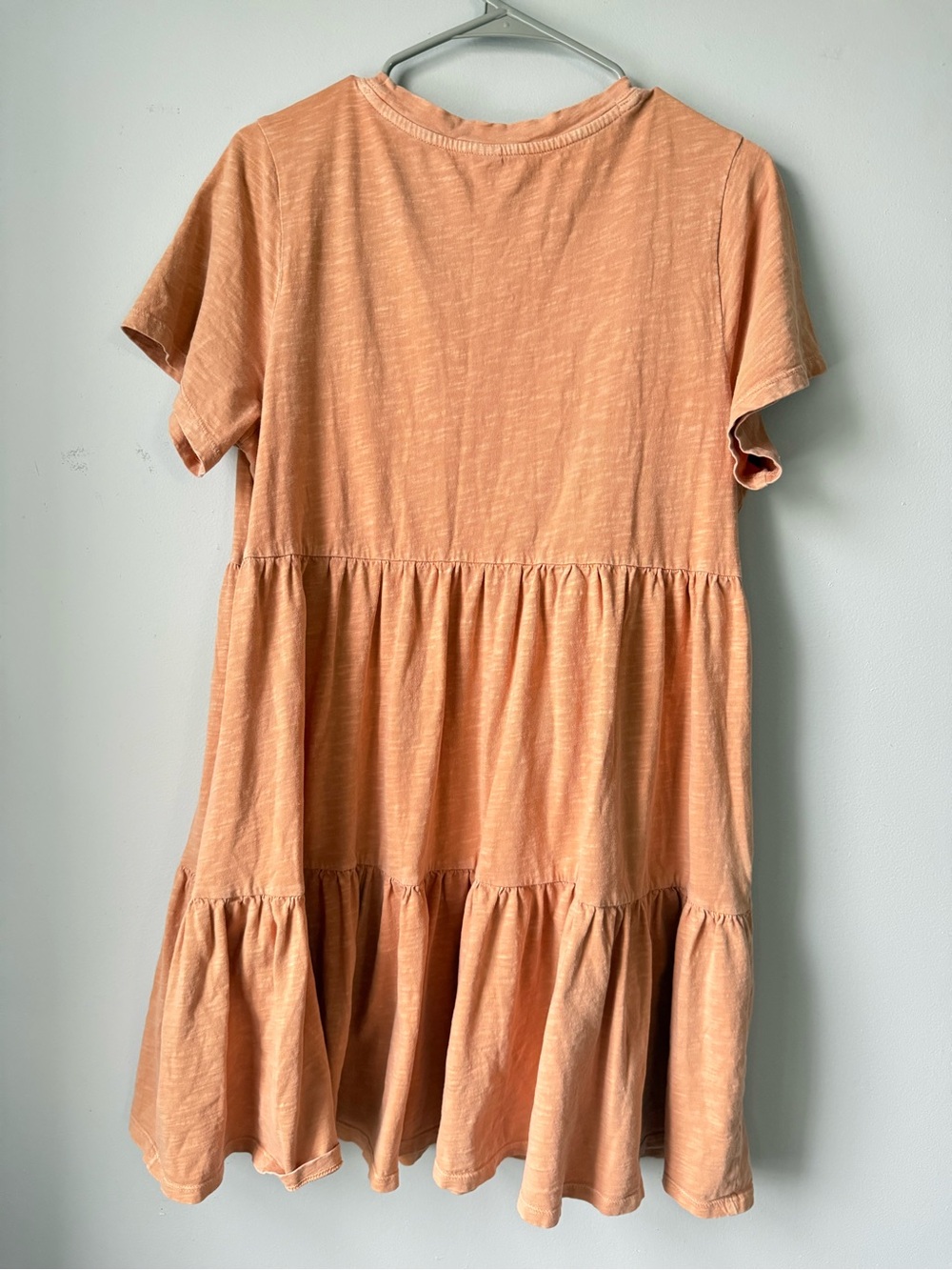 Old Navy Babydoll Dress Cottagecore Ruffles Cotton Peach Orange Boho Size L - Picture 6 of 8